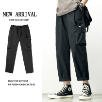 Fat fat brother spring and autumn pants mens trend loose casual trousers multi-pocket straight trendy brand nine-point simple overalls