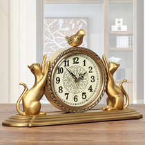 Pure copper light luxury living room table clock Fashion modern simple light luxury watch clock creative ornaments Bedroom decoration table clock