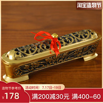 Lying incense burner Pure copper household for Buddha Tibetan Lotus incense furnace Indoor Buddha line incense burner horizontal sandalwood incense ornaments