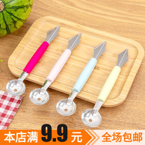 Creative Double Head Stainless Steel Fruit Parquet Digger Corrugated Carve Knife Watermelon Dig Ball Spoons Water Fruit Carving Flower