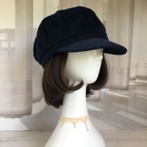 Export Japanese womens dark blue corduroy spring and autumn Navy wind newsboy hat octagonal cap cap cap
