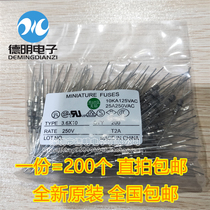 Double cap glass fuse tube with lead 3 6*10mm T2A 250V slow-breaking straight shot 200 packs