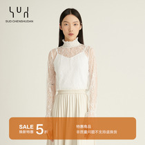 SUD Weiguang shenhe set up a deity-style small upright collar _ high quality lace mesh yarn with undershirt suit woman