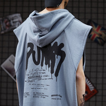 Summer nightclub punk style rock sleeveless T-shirt mens fashion brand loose oversize hip hop hooded vest ins