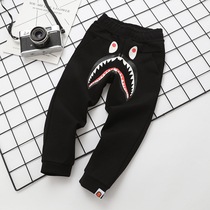 Japanese Tide brand childrens clothing spring and autumn bape shark childrens pants Terry Childrens trousers