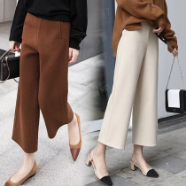 women's autumn winter ninth loose straight 2022 new slim fit casual wide leg pants women's high waist sagging