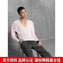 ZYM19601 (minimalist pursuit) adult mens national standard dance loose V-neck top Latin dance practice suit