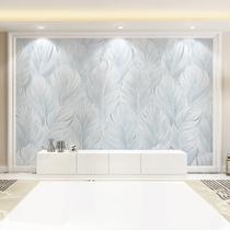 Custom mural atmospheric Nordic wallpaper feathers blue minimalist modern European wall covering TV background wall wallpaper