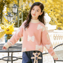 Girls sweater 2021 New Style Autumn Winter childrens clothing pullover knitted base shirt winter thick mink velvet