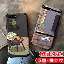 Suitable for apple 7 phone shell lady 8 reliefs silk tattoo 6s full bag camera SE Healing Ensemble Cartoon Kitty Kitty 7plus anti-fall iPhone 8plus anti-fall soft silica gel 6 pao