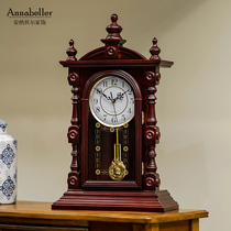 Large solid wood Chinese old clock living room ornaments desktop clock watch old home clock retro