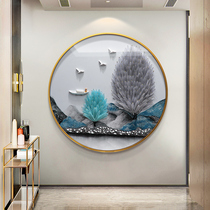 Round entrance porch decorative painting light luxury high-grade three-dimensional physical painting restaurant background living room aisle corridor mural
