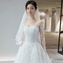 Wedding dress 2018 new Korean Bride wedding shoulder long sleeve lace trailing thin autumn women