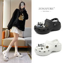 Small Red Book Cloud Dove Hole Shoes Women Ins Tide Cute Diy 100 Hitch Non-slip Thick Bottom Beach Shoes Women Slippers Outside