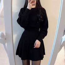Winter with a coat inner skirt temperament bottoming knitted sweater skirt mid-length small black skirt autumn and winter dress