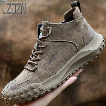 2022 new short boots tide autumn shoes mens shoes all-match leather shoes Chelsea high-top Martin beef tendon sole autumn