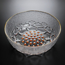 Lotus glass tea wash crystal glass bowl Japanese creative lotus hammer pen wash large fruit salad bowl