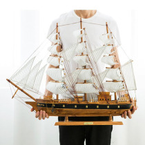 Wooden Craft Ship Home Décor Ornaments Creative Sailing Gift Sailing Boat Model Hotel Wine Cabinet Setup