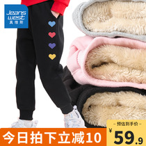 jeans kids girls cotton pants big girls winter fleece pants children autumn winter thick warm sports pants