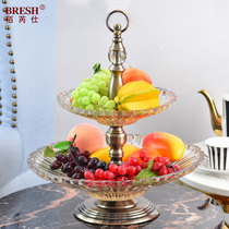 Modern light extravagant glass double layer fruit tray modern creative prototype board room decoration fashion fruit basin home