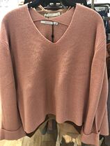 MECITY womens 2018 autumn new simple fashionable V-neck lace-up pullover sweater 519906