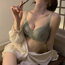 Lace bra set no steel ring gathering adjustment type bra small chest big sexy confusing French underwear women autumn and winter
