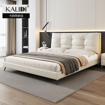 Italian style minimalist leather bed light luxury modern minimalist master bedroom double bed high-end atmosphere new soft package wedding bed