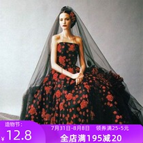 Custom bridal photo veil black red soft mesh Wedding modeling yarn Solid color naked yarn Photo studio photo props