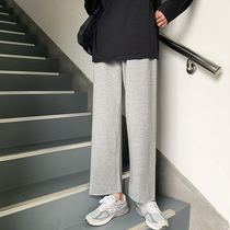 Pants mens loose straight summer Korean version of the trend of casual sports wide-leg pants tide brand boys gray sweatpants