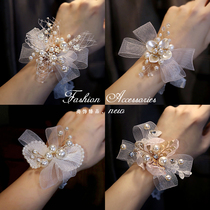 2021 new mesh brides wrist flowers bridesmaid group super fairy spirit Mori sisters hand flowers high-end matching wedding dress