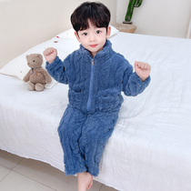 Boys flannel pajamas fall winter plus boybaby baby winter clothes thickened coral velvet children split home suit