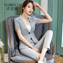 Norman Ji Stripe A Grain Button Professional Suit High End Atmospheric White Collar Suit Repairs Waist Display Slim West Suit Woman
