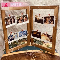 ins Wind hemp rope clip photo frame photo frame solid wood photo wall desktop combination handmade creative forest wedding ornaments