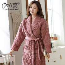 Winter nightgown womens long pajamas thickened coral velvet padded cotton warm sweet and cute velvet winter womens bathrobe