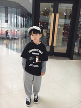 Boys long sleeve T-shirt 2019 autumn new childrens fake two autumn coat foreign style splicing base shirt