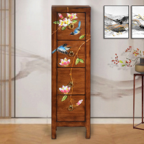 Camphor wood Solid wood multi-bucket cabinet American country painted side cabinet Storage locker New Chinese clip locker