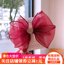 Children Hair Accessories Mesh Yarn Lace Hair Clip Large Butterfly Knot Edge Clip Top Clip Elegant Wind Cute Little Girl Hair Accessories Hairclip