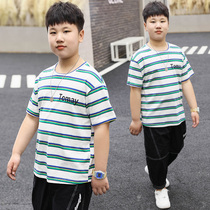 Fat childrens clothing boys plus fat plus size T-shirt fat boys summer new products middle and large children loose breathable short sleeve top