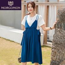 Pregnant women in summer French dress in long - term pregnant women loosely reduced age long skirt leave two summer dress ZW0503