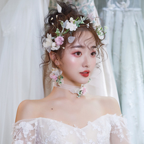 Cute Bride 2021 New Super Fairy series Sweet emulation Flower Ring Romantic Wedding Photo-Head Ornament Wedding Dress