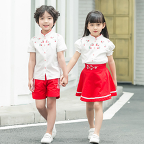 Kindergarten Landscaped Summer Elementary School Children Short Sleeve School Uniforms Inlen College Wind Graduation Photos Children Gown Banfu Suits