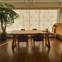 Nordic solid wood conference table long table personality Workbench rectangular home restaurant table bench chair combination