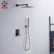 Nest concealed shower shower set home full copper pressurized black embedded wall ceiling shower