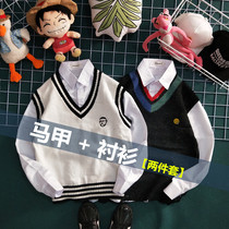 2021 Spring Academy Wind sleeveless sweater male Chains Port Wind students Loose Knit Waistcoat Sweater Wool clothing