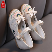 2022 Spring New Cloth Shoes Children Embroidered Shoes Baby Ancient Dress Performance Shoes Old Beijing Cloth Shoes Girl Hanfu Shoes