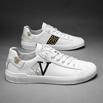 2021 new mens small white shoes Korean version of Joker fashion explosive board shoes White casual mens shoes leather white shoes