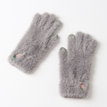 New ulzzang winter wool gloves womens winter touch screen warm student girls five finger ins gloves girl heart