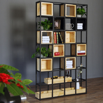  Shelves bookcases bookshelves floor-to-ceiling solid wood modern minimalist living room wrought iron office partition screen display shelf