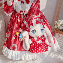 Milk tea Bear * original spot drop strawberry rabbit Twilly plush hand-made bag lolita ferret hair full set