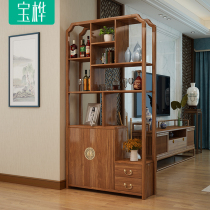 New Chinese entrance cabinet Foyer cabinet Screen partition cabinet Decoration Living room door Solid wood frame hall cabinet against the wall Wine cabinet